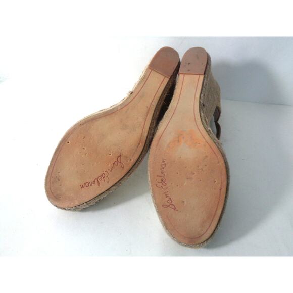 SAM EDELMAN Harmony US 10M Espadrille Wedge Ankle Strap Ivory Snake Print Shoes - Picture 8 of 8